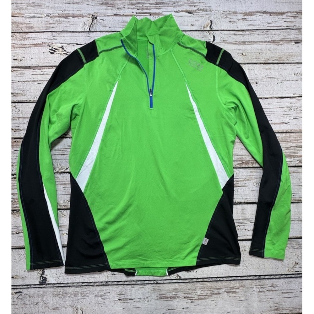 Gore Running Wear Pullover Mens XL 1/4 Zip Green Long Sleeve Activewear